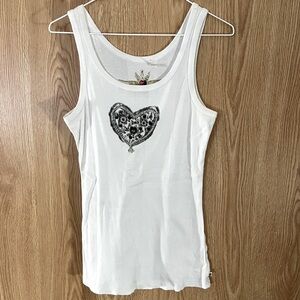 White Black Leopard Print Heart Sequins Ribbed Tank Top